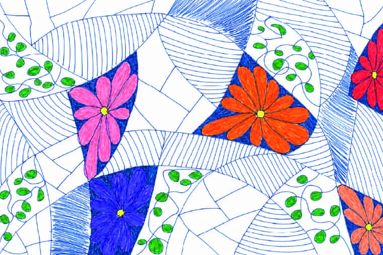 mujer haciendo garabatos terapeuticos